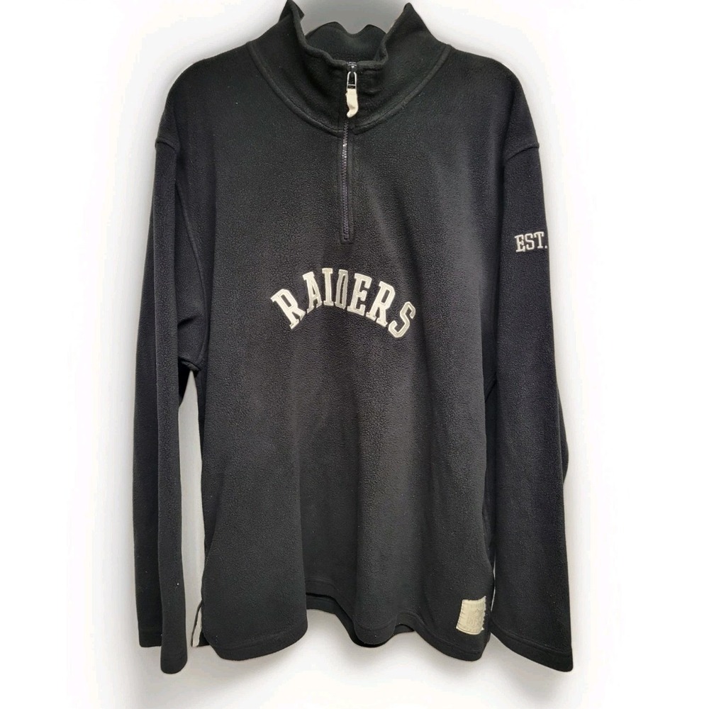 Vintage Reebok Gridiron NFL Oakland Raiders Black 1/4 Zip Fleece Xl - Picture 1 of 9